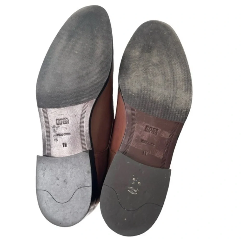 Hugo Boss Kensington Medium Brown Leather Derby Shoes Size 11‎